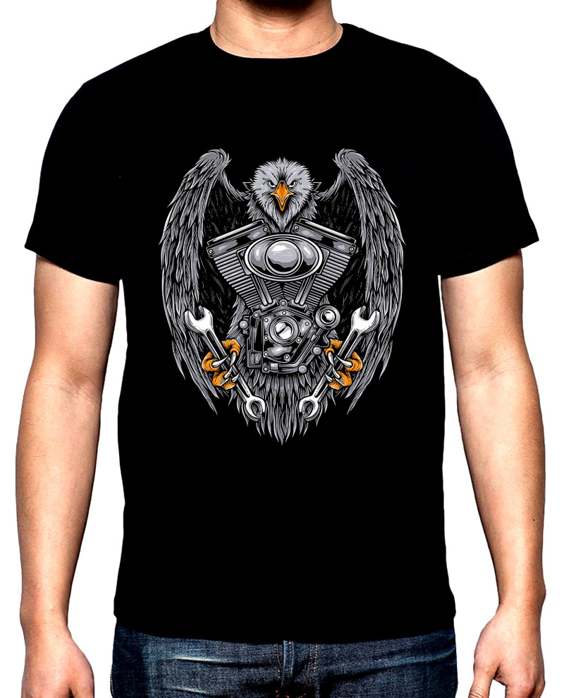 T-SHIRTS Eagle and motor, men's  t-shirt, 100% cotton, S to 5XL